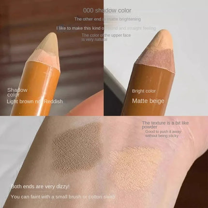 Ooo Double-Headed Shadow Contour Stick Pencil Highlight Contouring Grooming Long-Lasting Flawless Beauty Professional Cosmetics