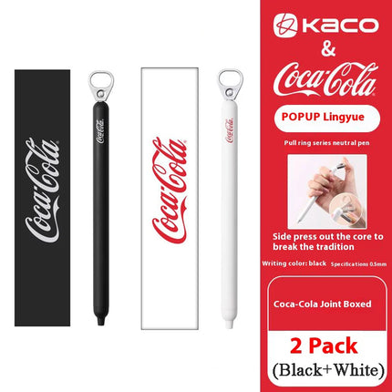 KACO Coca Cola Gel Ink Pen Pull Ring high-quality 0.5 dual-core ST head,Quick Drying Black stylo for office signing school suppl