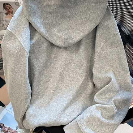 Jmprs Plaid Patchwork Vintage Hoodies Women Loose Preppy Style Gray Sweatshirts Fall Winter Loose Long Sleeve Sweet Korean Tops