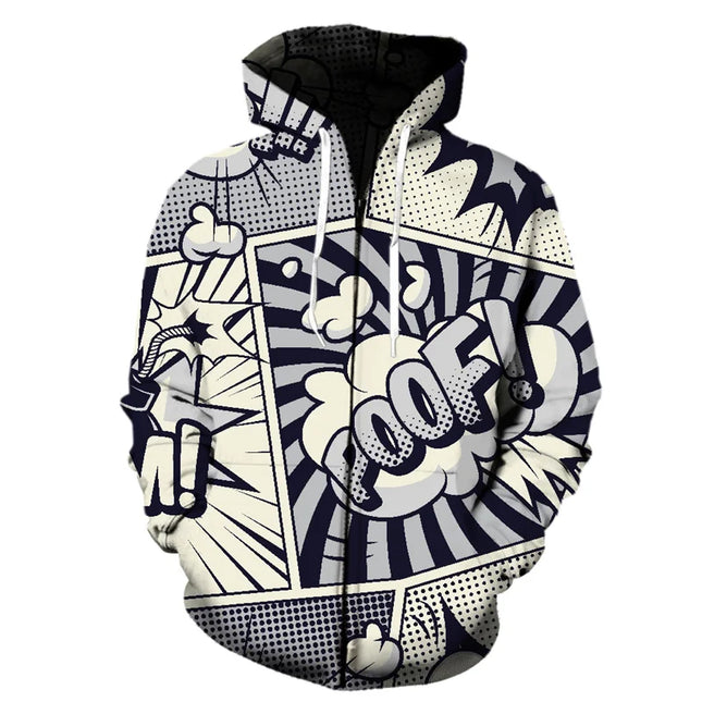 Manga Style 3D Print Cartoon Zipper Hoodie Men Spring Long Sleeve Harajuku Sweatshirts Jackets Tops Teens Streetwear Hoodies