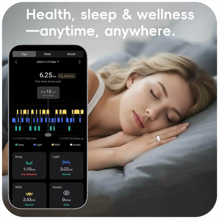 Qino K21 Smart Ring Health Monitor with Smart Touch Information vibration alert 5ATM Waterproof Skin Temperature Measurement