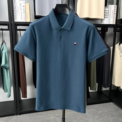 100% cotton high-quality brand short-sleeve polo shirt for men, new trend, embroidered, summer breathable, comfortable, casual lapel T-shirt