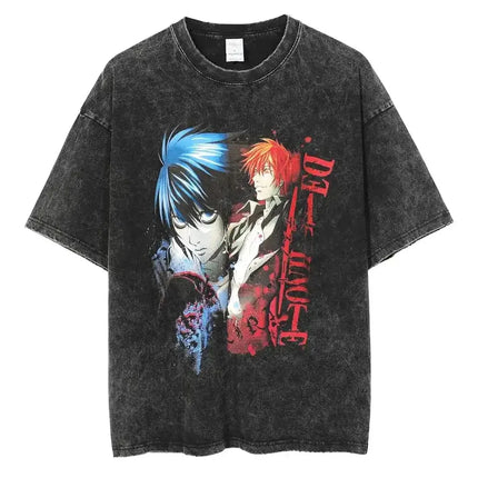Death Note Misa Theme Double-Sided T-Shirt Dark Religious Style Illustration + "DEATH" Typography + Anime Gothic Subculture