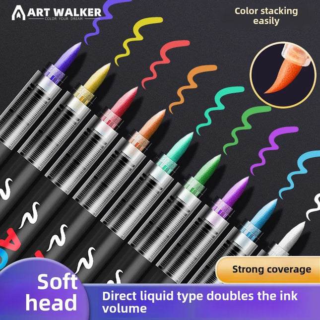 12/24/36/48 Colors/set Acrylic Marker Pen Paint Brush Pen Painting Coloring Pen DIY Graffiti Art Making School and Office Supplies