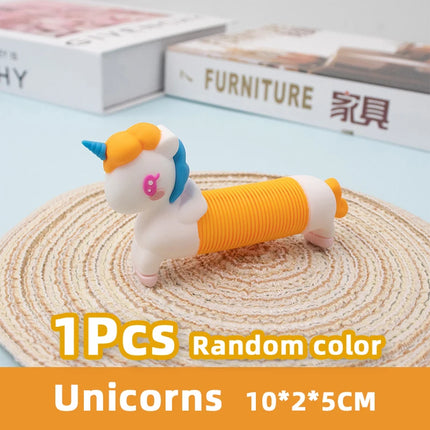 3D Luminou Pop Tube Toy Silicone Alpaca Unicorn Push It Bubble Balls Decompression Pipe Anti-stress Fidget Kids Adults Gifts