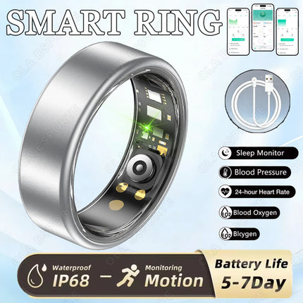 New Smart Ring Men Women, Heart Rate and Blood Oxygen Monitor Smartring IP68 & 5ATM Waterproof, Multi-sport Mode Rings Man 2026