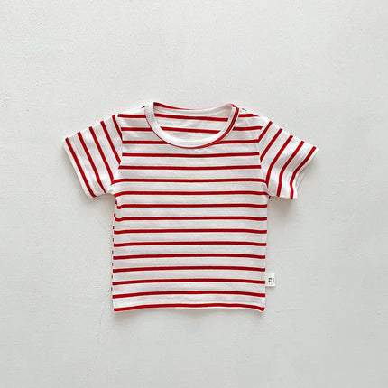 Baby Boy Stripe Shirt Summer Casual Short Bat Sleeve Kids Shirt for Boys Clothing Children Girls Sports Shirt Cotton Tops