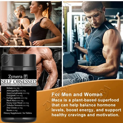 Men’s Performance & Energy Support Tablets – Ashwagandha, Tribulus, Maca, American Ginseng, Horny Goat Weed Herb Extract Blend