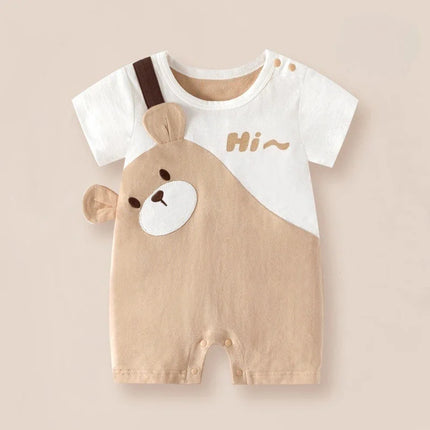 Somenie Newborn Baby Summer Onesie Cotton Boys  Boys Girls Cute Cartoon Short Sleeve Bodysuit Newborn Soft Breathable Jumpsuit