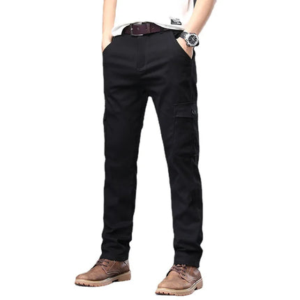 2026 New Large Pocket Loose Overalls Men's Outdoor Sports Jogging Tactical Pants Elastic Waist Pure Cotton Casual Work Pants