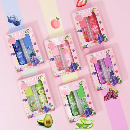 2PCS Lip Oil Lip Balm Set All-Day Long-Lasting Moisturizer Lip Care Plumps Lips Reduces Lip Lines Lipstick & Nourishment