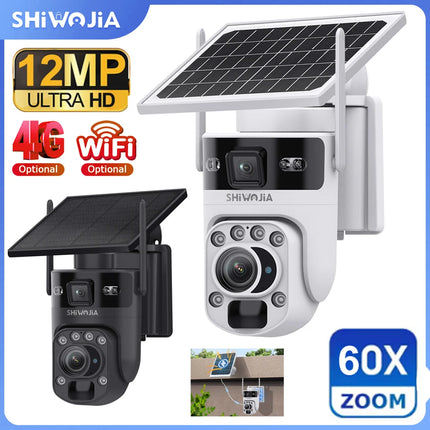 INQMEGA 12MP 60X Optics Zoom Dual Screen 4G /WIFI Solar Camera Securty Outdoor  PIR Human Detection Color Night Vision UBOX APP