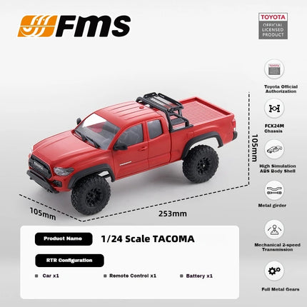 FMS FCX24 Tacoma 1/24 RC Crawler 4x4 RC Truck Crawler Remote Control Climbing Off-Road Car RTR RC Car for Adults Toy Gift