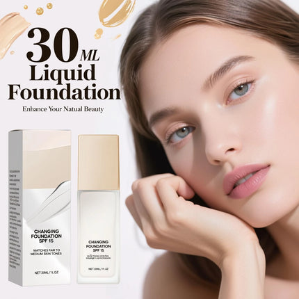 All-in-One Smart Foundation SPF 15 50ml - Lightweight Hydrating Formula with Hyaluronic Acid for Natural Glow & UV Protection.
