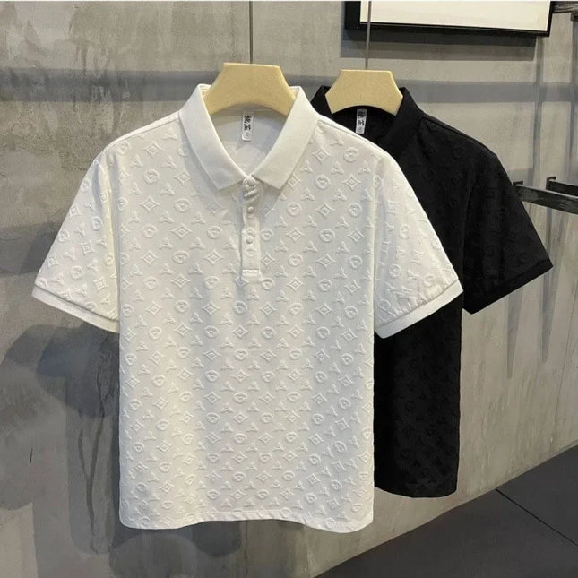 Summer New Men's Lapel Hollow Short-sleeved Polo Shirt Ice Silk Breathable Business Fashion T-Shirt Male Brand Clothes