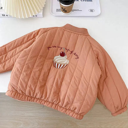 Toddler Baby Boy Girl Jackets Spring Autumn Long Sleeve Embroidery Fleece Cotton Kids Coats Outerwear Children Clothing