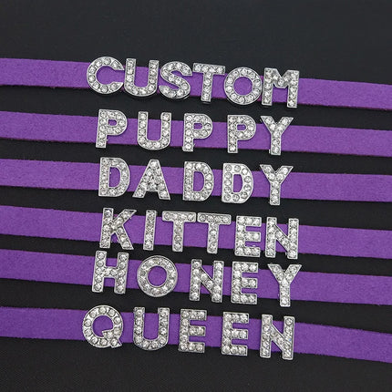 Rhinestone Letter DADDY QUEEN Personalized Custom Name Necklace for Women Fashion Leather Choker Collar DIY Cosplay Jewelry Gift