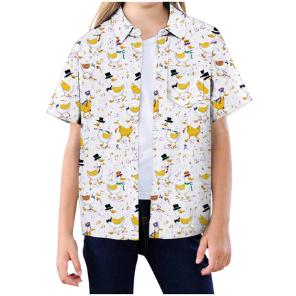 T Shirts Duck Shirt For Kids Funny Rubber Duck Print Colorful Carnival Shirt Button Down Children'S Clothing 아동복