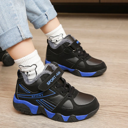 Kids' Sneakers Winter Plush Warm Leather Comfortable Tennis Shoes Casual Outdoor Sports Comfortable Tennis Shoes for Children
