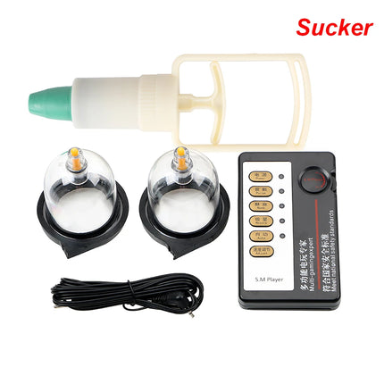 Electric Shock Stimulator Breast Enlargement Pump For Women Clit Clip Nipple Clamps Sucker Vaginal Pumping Erotic Sex Toys Adult