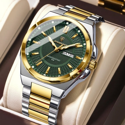 POEDAGAR Top Fashion Men Watches Stainless Steel Waterproof Luminous Classic Male Watch Date Week Men's Quartz Wristwatch Reloj