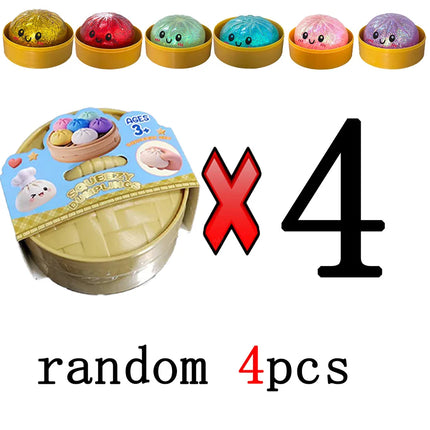 Glitter Dumpling Squishies with Box - Sensory Dumpling Pressure Toy for Stress Relief Fun Squishy Toys for Adults And Kids