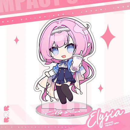 Game Honkai Impact 3 Alloy Brooch Badge Keychain Stand Cartoon Elysia Kiana Keyring Pendant Clothing Bag Decoration Gift Kid Toy