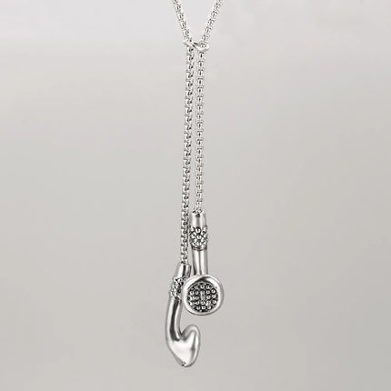 Fashion Necklace Hip-hop Kirsite Music Headphones Earbuds Pendant Metal Men Clothing Accessories Necklace