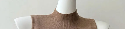 Korean Sle Knitted Vest Women's Base Layer Tank Top Svel f High Collar Spring Autumn Winter Inner And Outer Wear