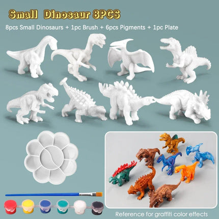 6/8Pcs Painted Graffiti Dinosaur White Embryo Animals Model Children's Educational DIY Handmade Painting Colorful Dinosaur Toys