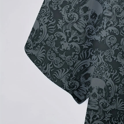 2026 Summer New Style Men's Short-Sleeved Polo Shirt - Street Casual Fashion Comfortable Breathable 3D Skull Pattern Print