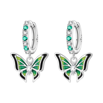 925 Sterling Silver Inlaid Zircon Butterfly Earrings Insect Element Original Design Women's Fashion Party Jewelry Gift Ear Loops