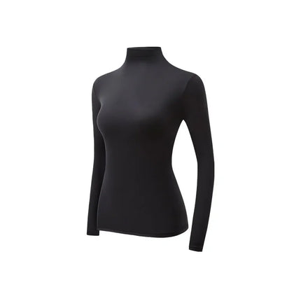 2 Pieces Women Thermal Base Layer Set High Elastic Seamless Bodysuit Stacked Collar Warm Long Sleeve Skin Suit Winter Underwear
