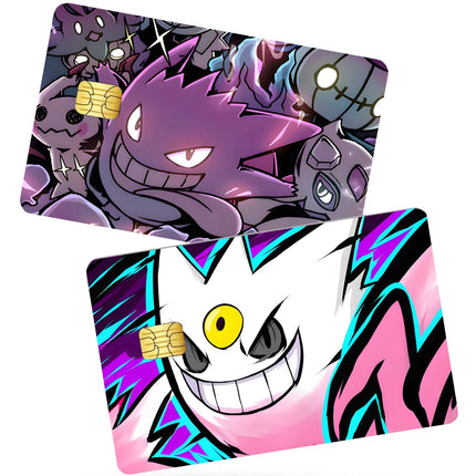 Anime Cartoon P-Pokemon-Gengar Stickers 4pcs PVC Credit Card Skin Stickers Removable Self-adhesive Protective Film
