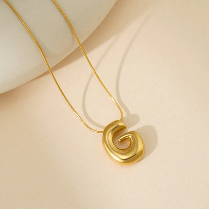 CARLIDANA Initial Stainless Steel Women Gold Plated Bubble Balloon Letter Personalized Round Snake Chain Chunky Name Necklace