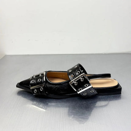 Big Size 43 Fashion Buckle Strap Ladies Flats Shoes Luxury Female Sandal Pointed Toe Women Flats With Shoes New In Summer Spring