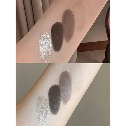 4-Color Glitter Blue Eyeshadow Palette Matte Pearl Shimmer Acrylic Smoky Grey Eye Shadow Palette Long Lasting Makeup Cosmetic