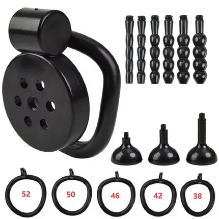 New 2026 Male Penis Chastity Cage Set Small Chastity Cage 5 Cock Rings With Urethral Sound Plug Penis Bondage Slave Man Sex Toy