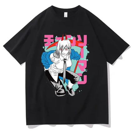Chainsaw Man cotton shirt teen University graphic Grunge Retro t-shirt Classic Punk 2000s Trendy
