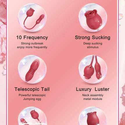 Rose Sucking Sex Toys Dildo Vibrator for Women 3-in-1 Thrusting G-Spot Anal Vibrators Stimulator Female Vibrating Egg Adult Toys