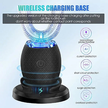 U-Shaped Electric Toothbrush, Ultrasonic 360° Smart Toothbrush with Wireless Charging for Adults, Travel Electric Toothbrush