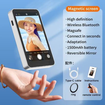SHIYAN Phone Selfie Monitor Screen Magnetic Mount Using Phone Rear Camera for Selfie Vlog Live Stream TikTok iPhone & Android