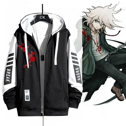 Game Danganronpa Print Hoodies for Men Casual Zip Up Hoodie Men's Sweatshirt Autumn Coat Men's Clothes Daily Clothing