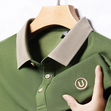 2024 Men's New Embroidered Cotton Business Casual Short Sleeve POLO Shirt Fashion Short Sleeve Comfortable and Breathable Top