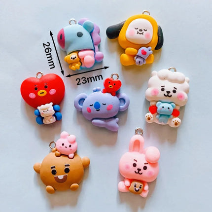 10PCs Cute Animal Cartoon Koala Resin Charms for jewelry making Pendant Small Character Mum Gifts Earring Necklace Accessories