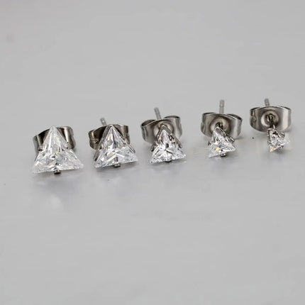 Classic Stainless Steel Square Crystal Zirconia Studs Earrings For Women/Men 4 Prong Tragus Cartilage Earring Trend Jewelry 2023