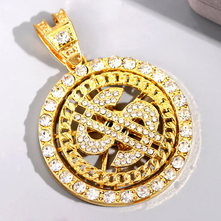 Hip hop Men Iced Out Cuban Link Chain Necklace for Men withPanda Tiger Shark Lip Heart Dollar Pendant Wholesale Jewelry Gifts