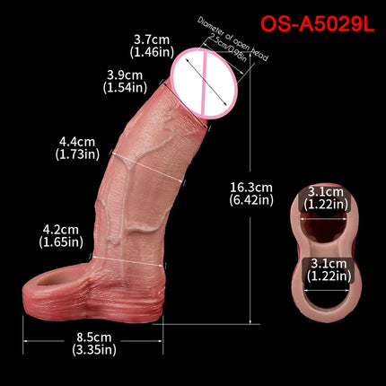 SXXY Super Real and Soft Penis Sleeve With Close Head Silicone Girth Enhancer For Men Penis Extend Reusable Condom Sex Toy
