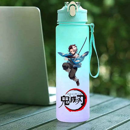Demon Slayer  Straw Cup 750ML Children's Large Capacity Portable Kamado Nezuko Sports Plastic Bottle Anime Gradient Drinking