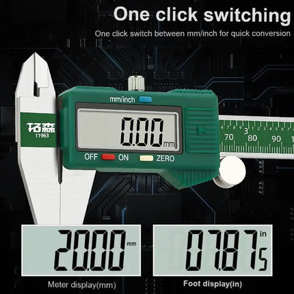 Digital Stainless Steel Caliper 0-150mm, IP54 Shockproof Electronic & Dial Dial Display for Precision Measurement